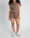 Chloé Frayed Striped Cashmere And Wool-blend Shorts In Multicolor Grey 1