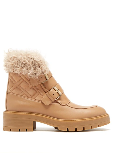 Aquazzura Ryan Shearling-lined Leather Boots In Brown