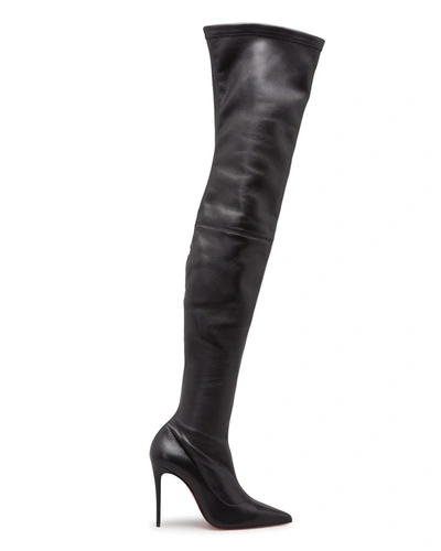 Christian Louboutin Kate 100 Leather Over-the-knee Boots In Black