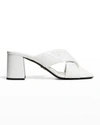 Prada Quilted Lambskin Crisscross Slide Sandals In Bianco 1