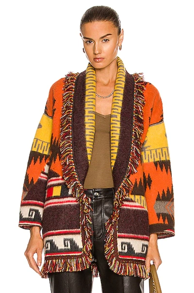 Alanui Icon Over The Andes Cashmere Cardigan In Orange
