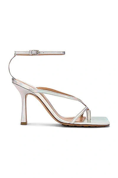 Bottega Veneta Silver Stretch Strap Sandal In 1414 Silver