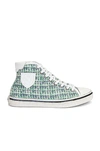 Saint Laurent Tweed And Leather Malibu Sneakers In Parma Turquoise