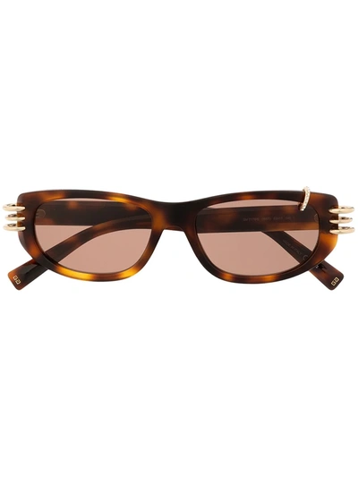 Givenchy Oval-frame Pierced Sunglasses In Dark Havana & Brown