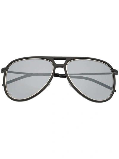 Saint Laurent Mirrored Pilot-frame Sunglasses In Black