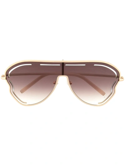 Linda Farrow X Matthew Williamson Gardenia Sunglasses In Light Gold