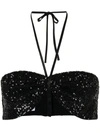IN THE MOOD FOR LOVE T PATTY SEQUINNED BUSTIER CROPPED TOP