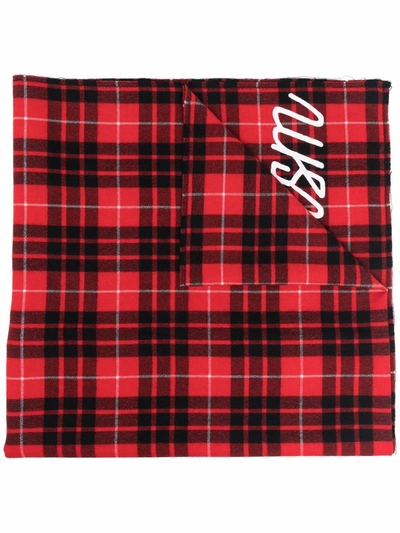 Undercoverism Checked Wool-blend Scarf In Rot