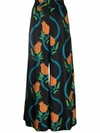 La Doublej Floral Vine-print Silk Palazzo Pants In Melograno Nero