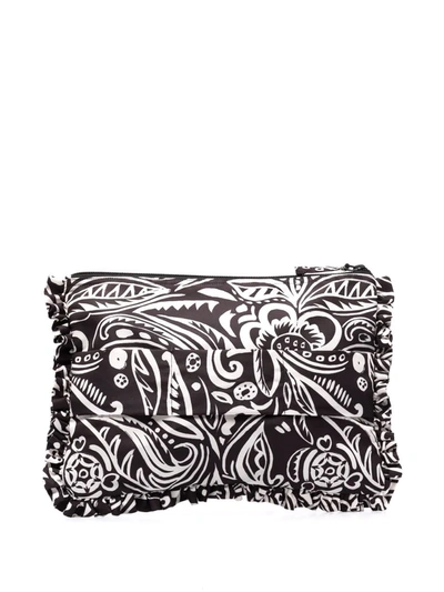 La Doublej Leopard-print Ruffle Pouch In Fauve