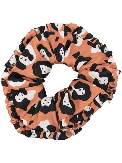 La Doublej Lady Leopard Print Scrunchie In Orange