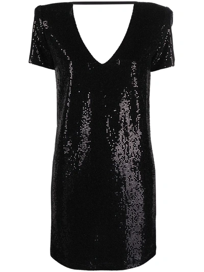 Blanca Vita Sequin-embellished V-neck Dress In Schwarz