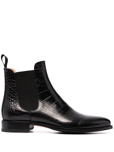 Scarosso Giancarlo Cocco Boots In Black Croco Printed Calf