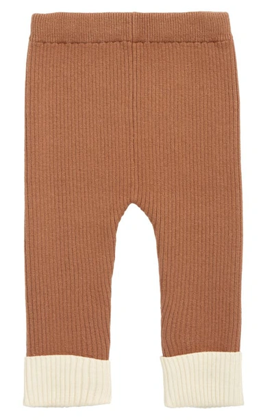 Ashmi And Co Babies' Morgan Rib Cotton Leggings In Brown