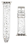 Rebecca Minkoff Glitter Leather 19mm Apple Watch® Watchband In Silver