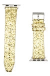 Rebecca Minkoff Glitter Leather 19mm Apple Watch® Watchband In Gold