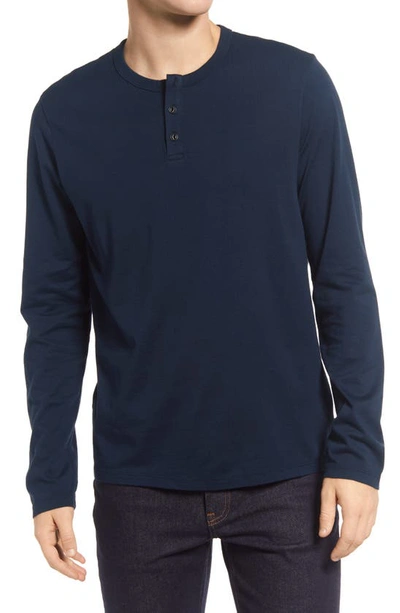 Ag Bryce Long Sleeve Henley Shirt In Deep Navy
