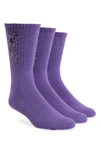 Oakley 3-pack B1b 2.0 Water Repellent Crew Socks In Deep Violet