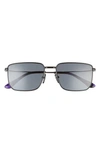 Prada 56mm Rectangular Sunglasses In Black/ Polar Dark Grey