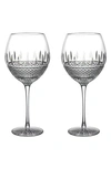 WATERFORD IRISH LACE SET OF 2 LEAD CRYSTAL RED WINE GLASSES,1058833