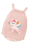 Ashmi And Co Babies' Mia Unicorn Intarsia Knit Cotton Bodysuit In Pink