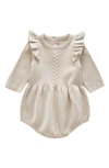 Ashmi And Co Babies' Lizzie Ruffle Sleeve Knit Cotton Bodysuit In Beige