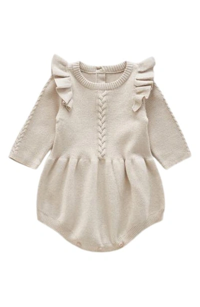 Ashmi And Co Babies' Lizzie Ruffle Sleeve Knit Cotton Bodysuit In Beige