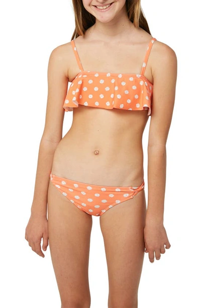 O'neill Kids' Aster Daisy Ruffle Two-piece Swimsuit In Desert