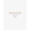 Versace Greca-border Mid-rise Stretch-cotton Jersey Thong In A1001 Optical White