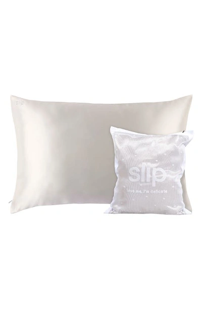 Slip Love Me I'm Delicate Pillowcase & Delicates Laundry Bag Set In White