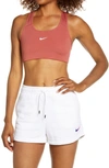 Nike Swoosh Dri-fit Racerback Sports Bra In Canyon Rust/ White