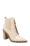 Charles By Charles David Debate Studded Lace-up Bootie In White Faux Leather