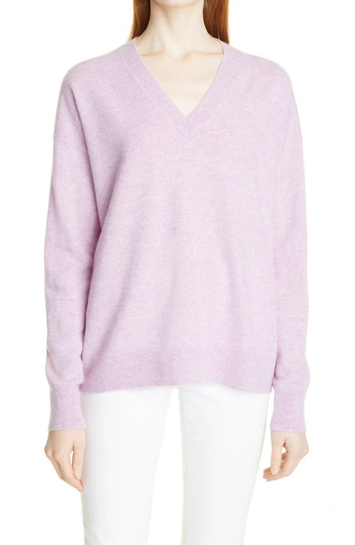 Nordstrom Signature Cashmere V-neck Sweater In Purple Petal Heather