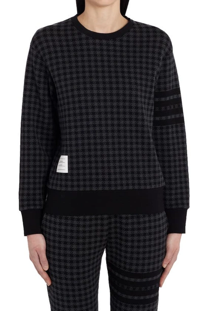 Thom Browne 4-bar Check Jacquard Cotton Sweatshirt In Black