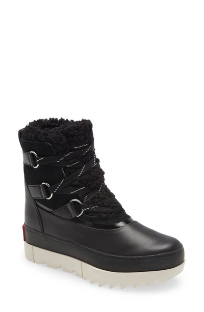 Sorel Joan Of Arctic Leather Faux-fur Snow Booties In Black,fawn