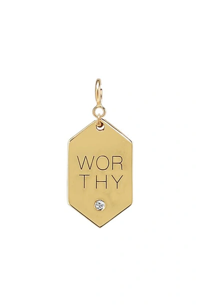 Zoë Chicco Worthy Diamond Medallion Charm In 14k Yellow Gold