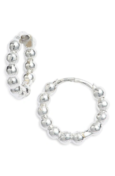 Estella Bartlett Beaded Mini Huggie Hoop Earrings In Silver