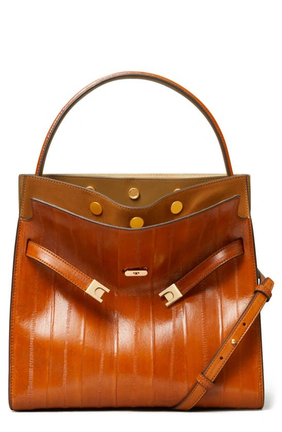 Tory Burch Lee Radziwill Panel Double Satchel Bag In Warm Rust