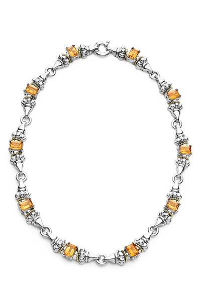 Lagos 18k Yellow Gold & Sterling Silver Glacier Citrine Collar Necklace, 16 In Silver/yellow