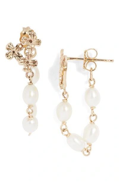 Poppy Finch Blossom Keshi Pearl Wraparound Hoop Earrings In 14k Yellow Gold