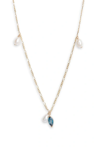 Poppy Finch Keshi Pearl & Topaz Charm Necklace In 14kyg