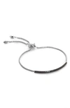 Monica Vinader Fiji Black Diamond Mini Bar Slider Bracelet In Ss