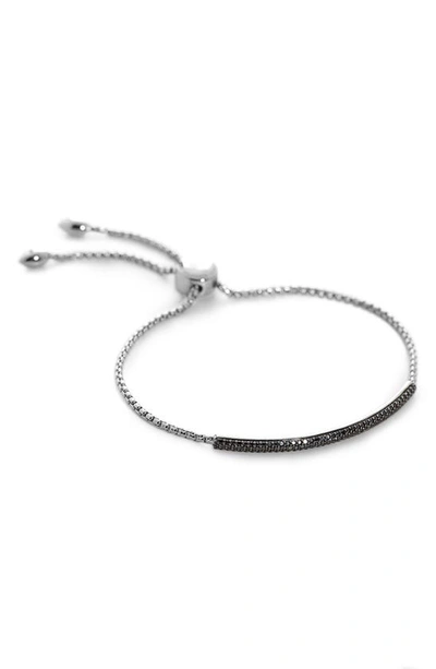 Monica Vinader Fiji Black Diamond Mini Bar Slider Bracelet In Ss
