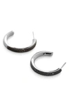 Monica Vinader Fiji Black Diamond Hoop Earrings In Ss
