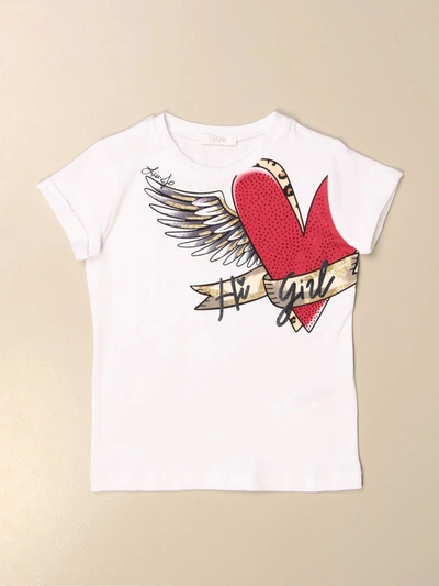 Liu •jo Kids' Cotton Tshirt With Big Print In White