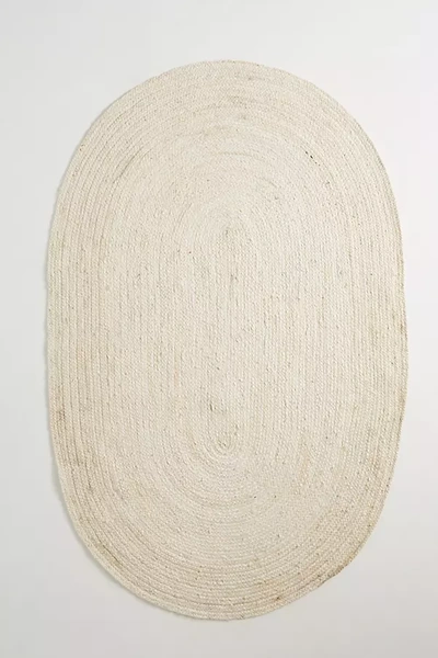 Anthropologie Handwoven Lorne Oval Rug By  In White Size 8 X 10 In White