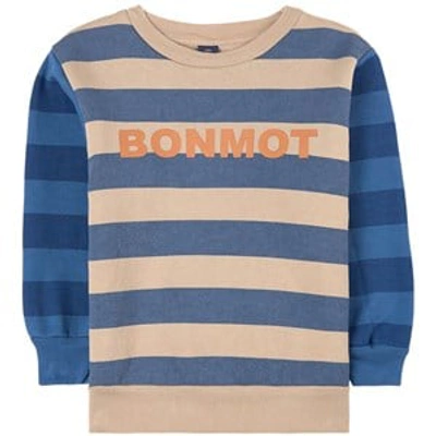 Bonmot Organic Wide Stripes Sweatshirt Fog In Beige