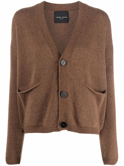 Roberto Collina Button-up Knitted Cardigan In Brown