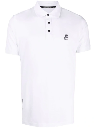 Karl Lagerfeld Logo-embroidered Polo Shirt In White