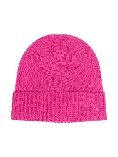 Polo Ralph Lauren Kids' Ribbed Wool Beanie In Pink